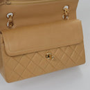 CHANEL Matelasse 25 Chain Shoulder Bag Lamb Skin Beige Gold CC Auth 99970SAV-24