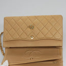 CHANEL Matelasse 25 Chain Shoulder Bag Lamb Skin Beige Gold CC Auth 99970SAV-25