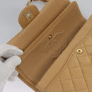 CHANEL Matelasse 25 Chain Shoulder Bag Lamb Skin Beige Gold CC Auth 99970SAV-26
