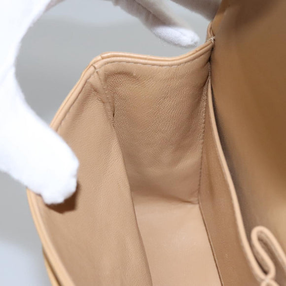 CHANEL Matelasse 25 Chain Shoulder Bag Lamb Skin Beige Gold CC Auth 99970SAV