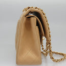 CHANEL Matelasse 25 Chain Shoulder Bag Lamb Skin Beige Gold CC Auth 99970SAV-4