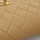 CHANEL Matelasse 25 Chain Shoulder Bag Lamb Skin Beige Gold CC Auth 99970SAV-6