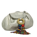 LOEWE Fringe Shoulder Bag Leather Silver tone Auth 99979-1