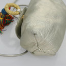 LOEWE Fringe Shoulder Bag Leather Silver tone Auth 99979-9