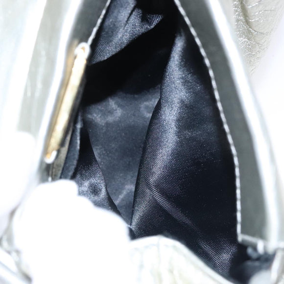 LOEWE Fringe Shoulder Bag Leather Silver tone Auth 99979