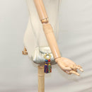 LOEWE Fringe Shoulder Bag Leather Silver tone Auth 99979-21