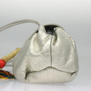 LOEWE Fringe Shoulder Bag Leather Silver tone Auth 99979-3