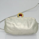 LOEWE Fringe Shoulder Bag Leather Silver tone Auth 99979-5