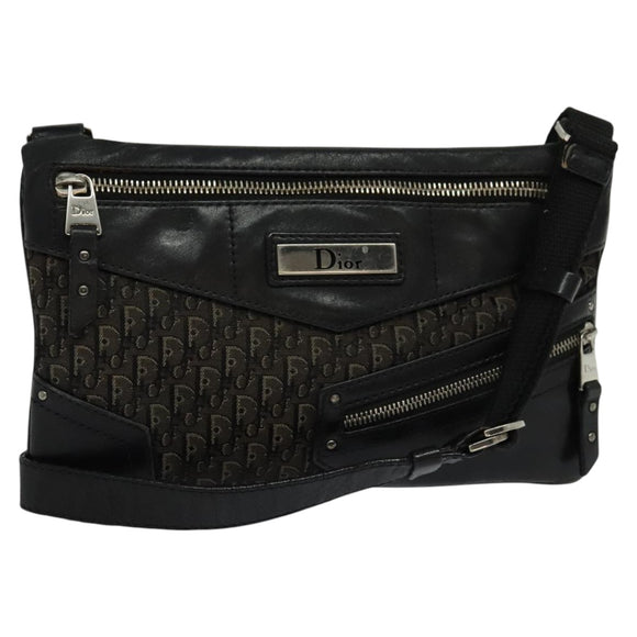 Christian Dior Trotter Canvas Shoulder Bag Black Auth 99984