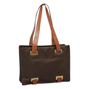 CELINE Macadam Canvas Shoulder Bag PVC Leather Brown Gold Auth 99997