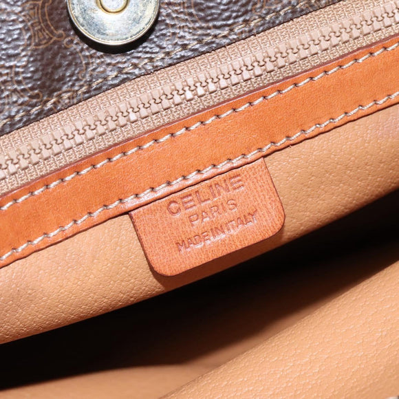 CELINE Macadam Canvas Shoulder Bag PVC Leather Brown Gold Auth 99997