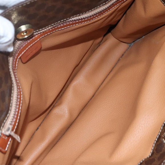 CELINE Macadam Canvas Shoulder Bag PVC Leather Brown Gold Auth 99997