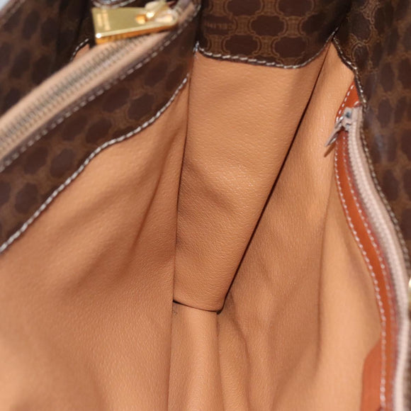 CELINE Macadam Canvas Shoulder Bag PVC Leather Brown Gold Auth 99997