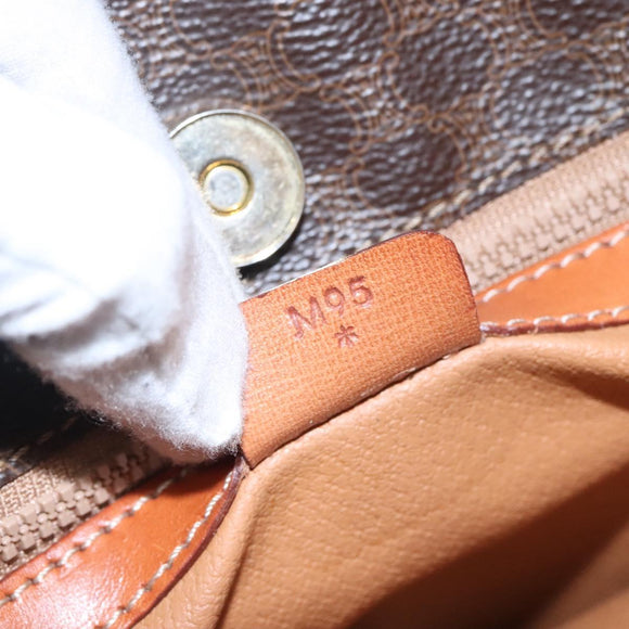 CELINE Macadam Canvas Shoulder Bag PVC Leather Brown Gold Auth 99997