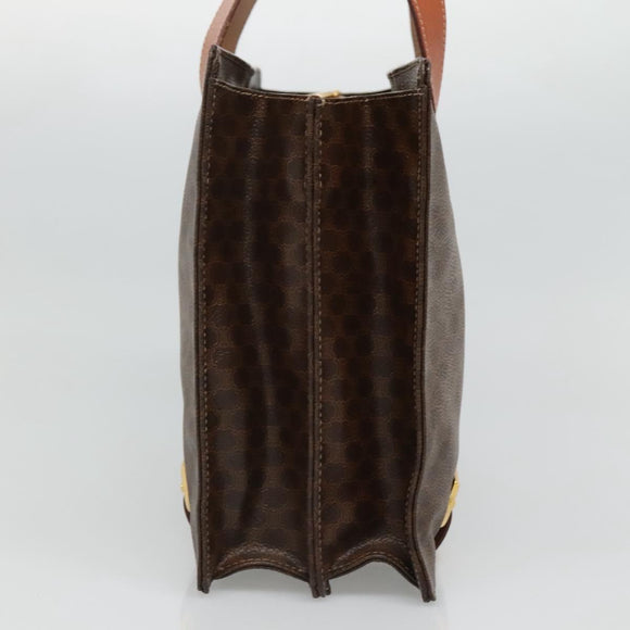 CELINE Macadam Canvas Shoulder Bag PVC Leather Brown Gold Auth 99997