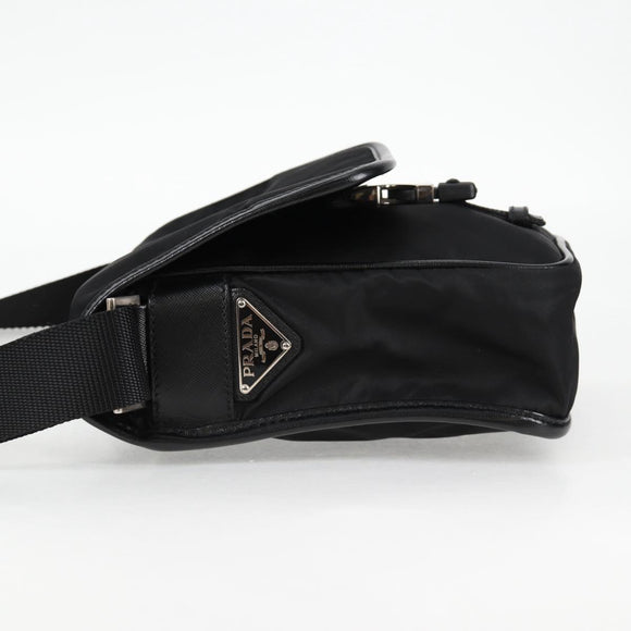 PRADA Shoulder Bag Nylon Black Silver Auth am8599V
