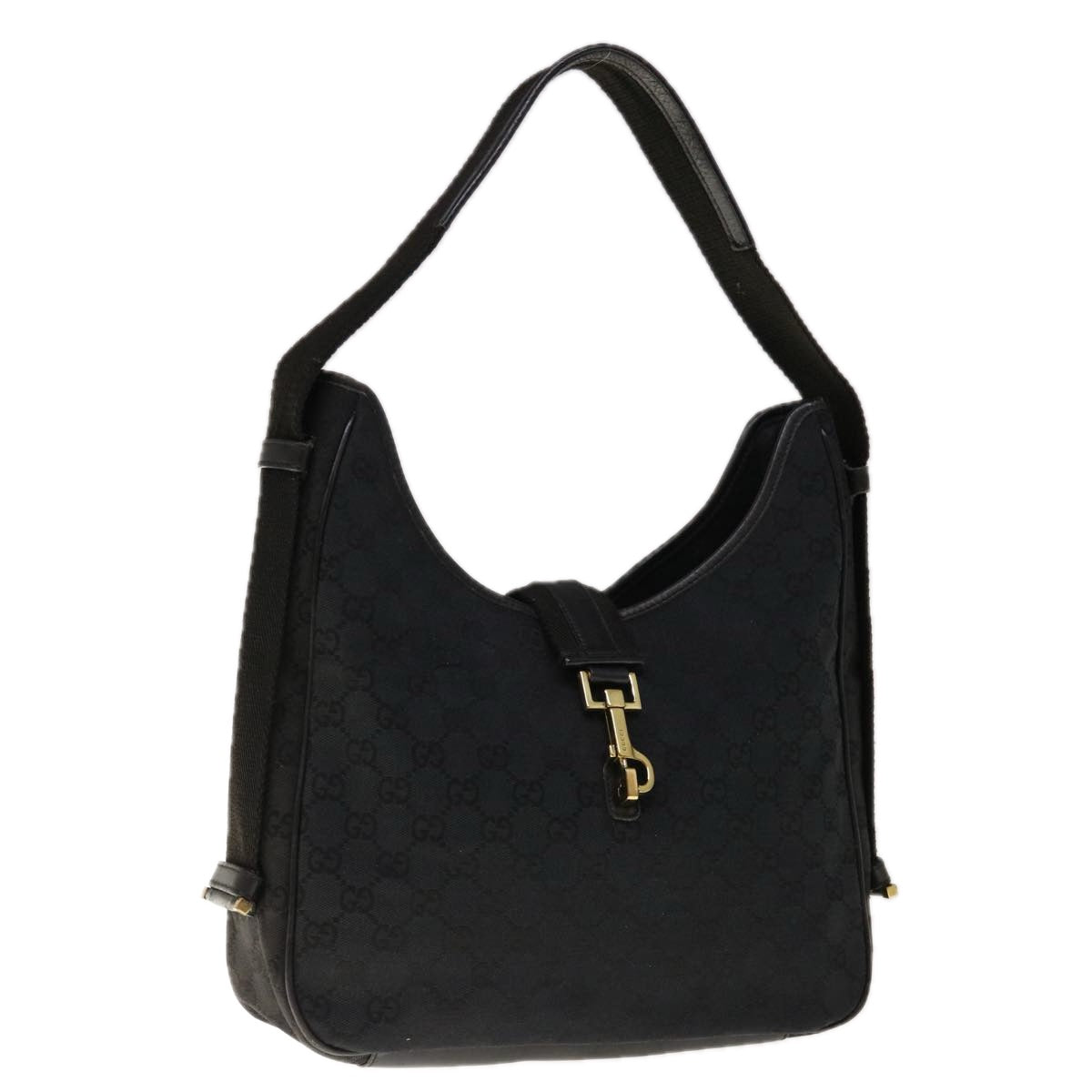 GUCCI Jackie GG Canvas Shoulder Bag Black 92735 Auth yk10452