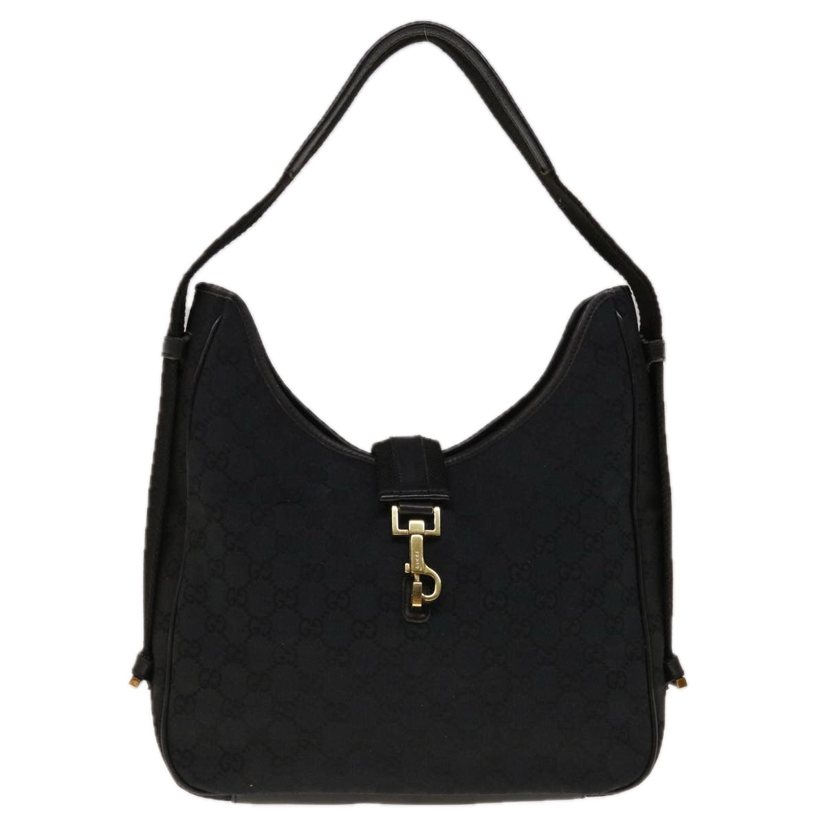 GUCCI Jackie GG Canvas Shoulder Bag Black 92735 Auth yk10452