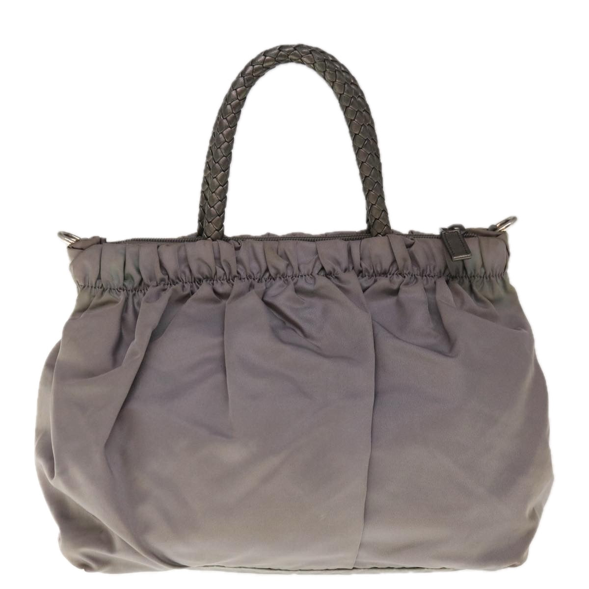 PRADA Hand Bag Nylon 2way Gray Auth yk10519 - 0