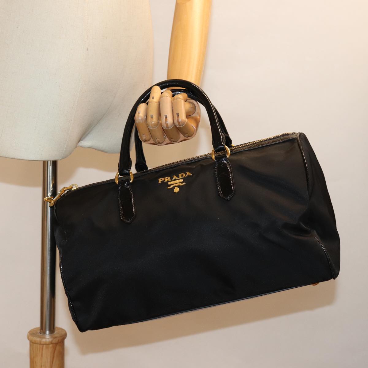 PRADA Hand Bag Nylon Black Auth yk12896