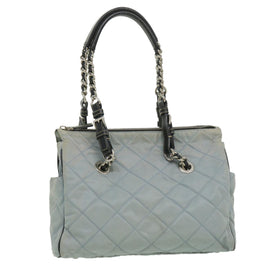 PRADA Chain Shoulder Bag Nylon Light Blue Auth ac1036