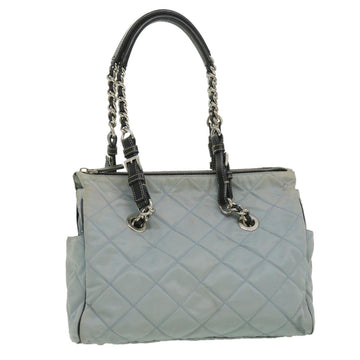 PRADA Chain Shoulder Bag Nylon Light Blue Auth ac1036
