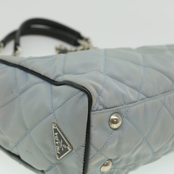 PRADA Chain Shoulder Bag Nylon Light Blue Auth ac1036