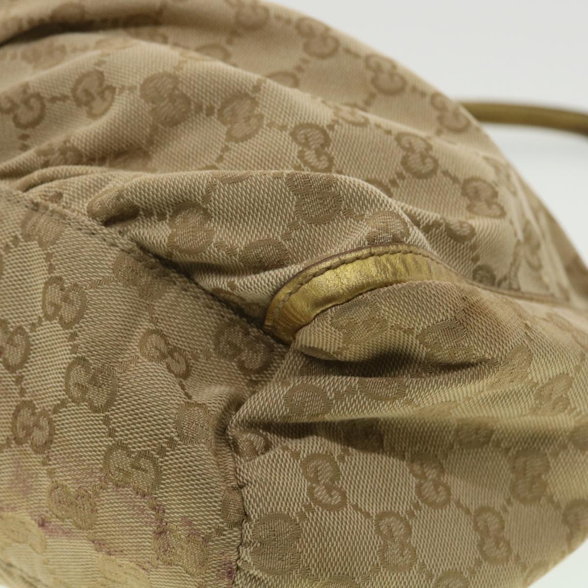 GUCCI GG Canvas Shoulder Bag Beige Gold Auth ac1412