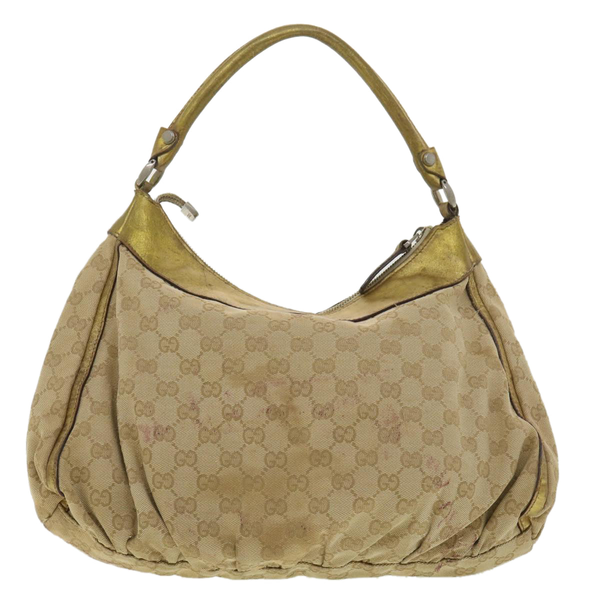 GUCCI GG Canvas Shoulder Bag Beige Gold Auth ac1412 - 0