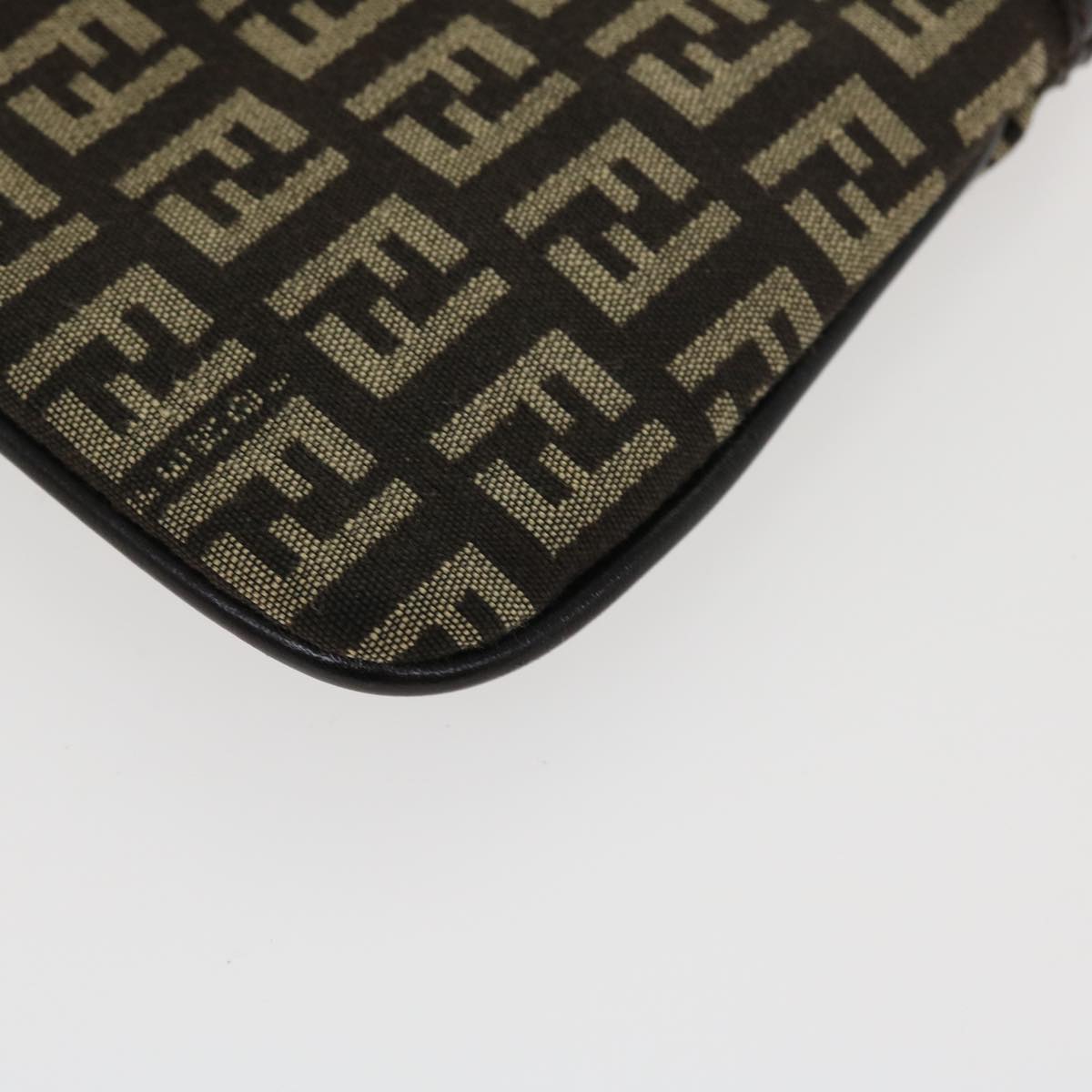 FENDI Zucchino Canvas Pouch Brown Auth ac1919