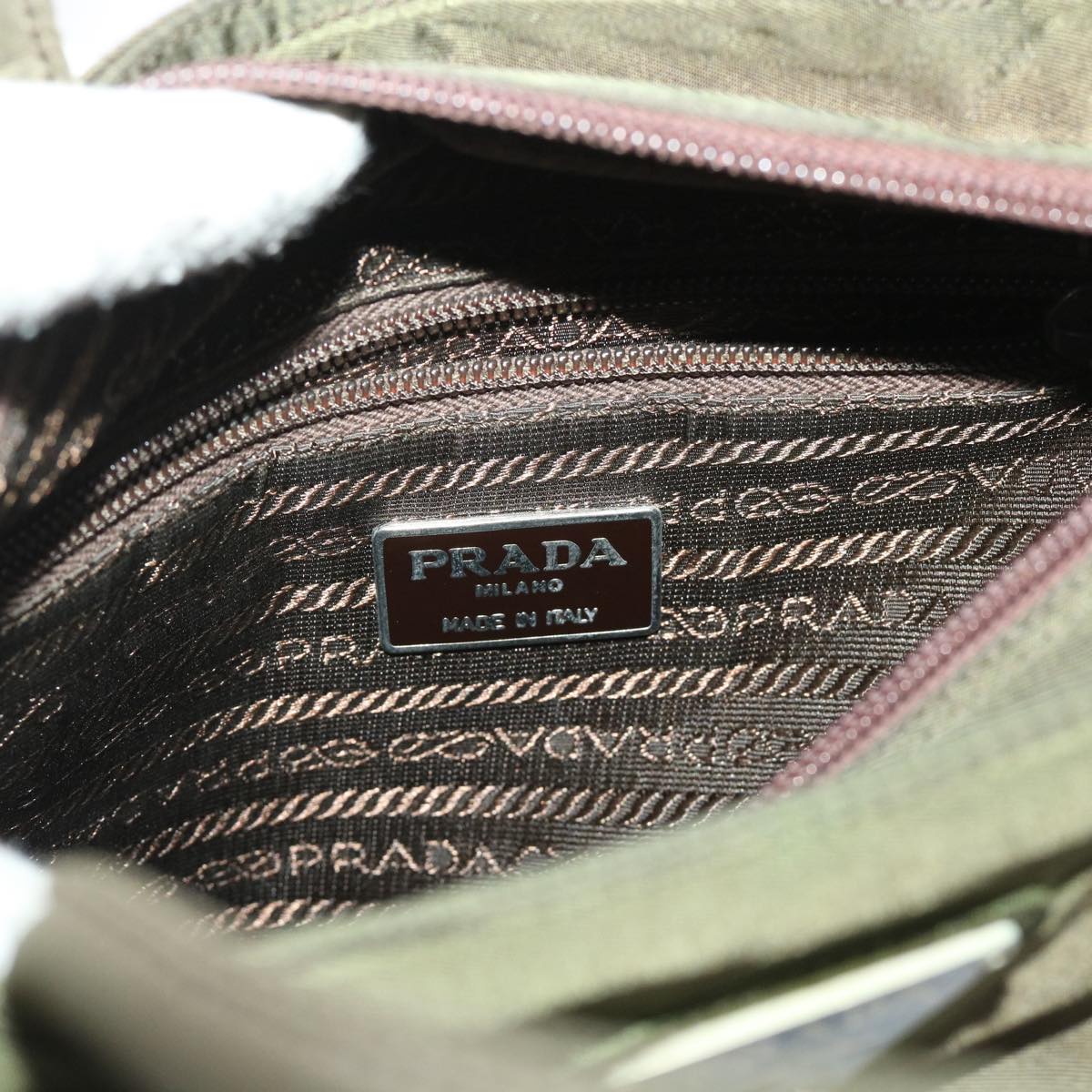 PRADA Hand Bag Nylon Khaki Auth ac2020