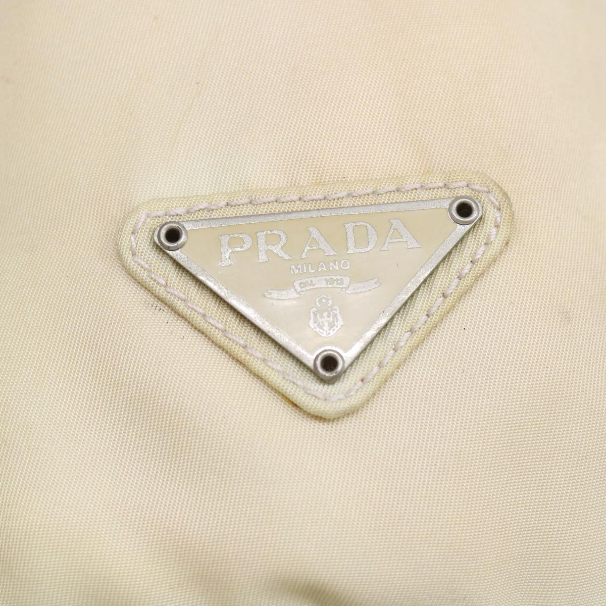 PRADA Hand Bag Nylon Beige Auth ac2071