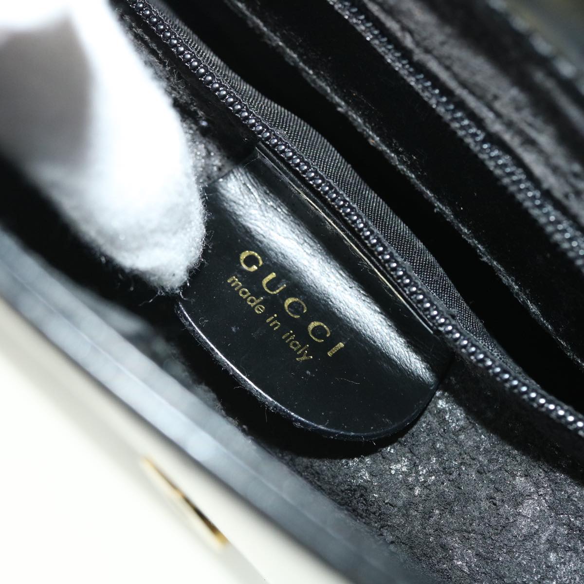 GUCCI Shoulder Bag Patent leather Black 001 3444 1812 Auth ac2141