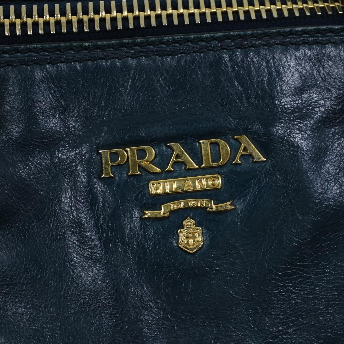 PRADA Hand Bag Leather 2way Navy Auth ac2159