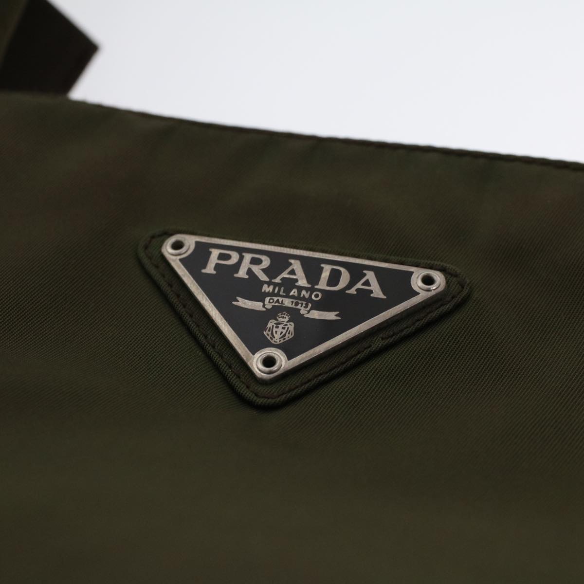 PRADA Hand Bag Nylon Khaki Auth ac2161