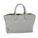 BURBERRY Tote Bag Leather Gray White Auth ac2169-1