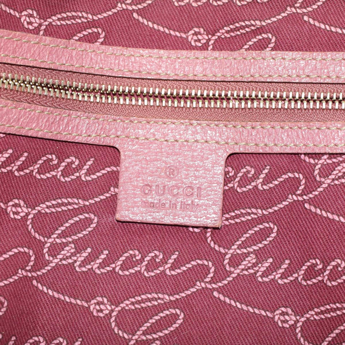 GUCCI GG Canvas Shoulder Bag Canvas Leather Beige Pink Auth ac2175