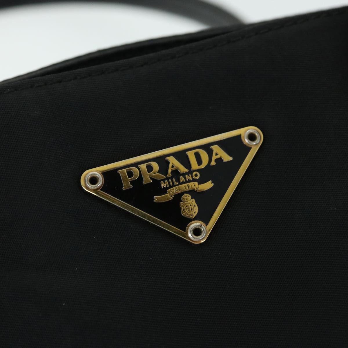 PRADA Hand Bag Nylon Leather Black Auth ac2203