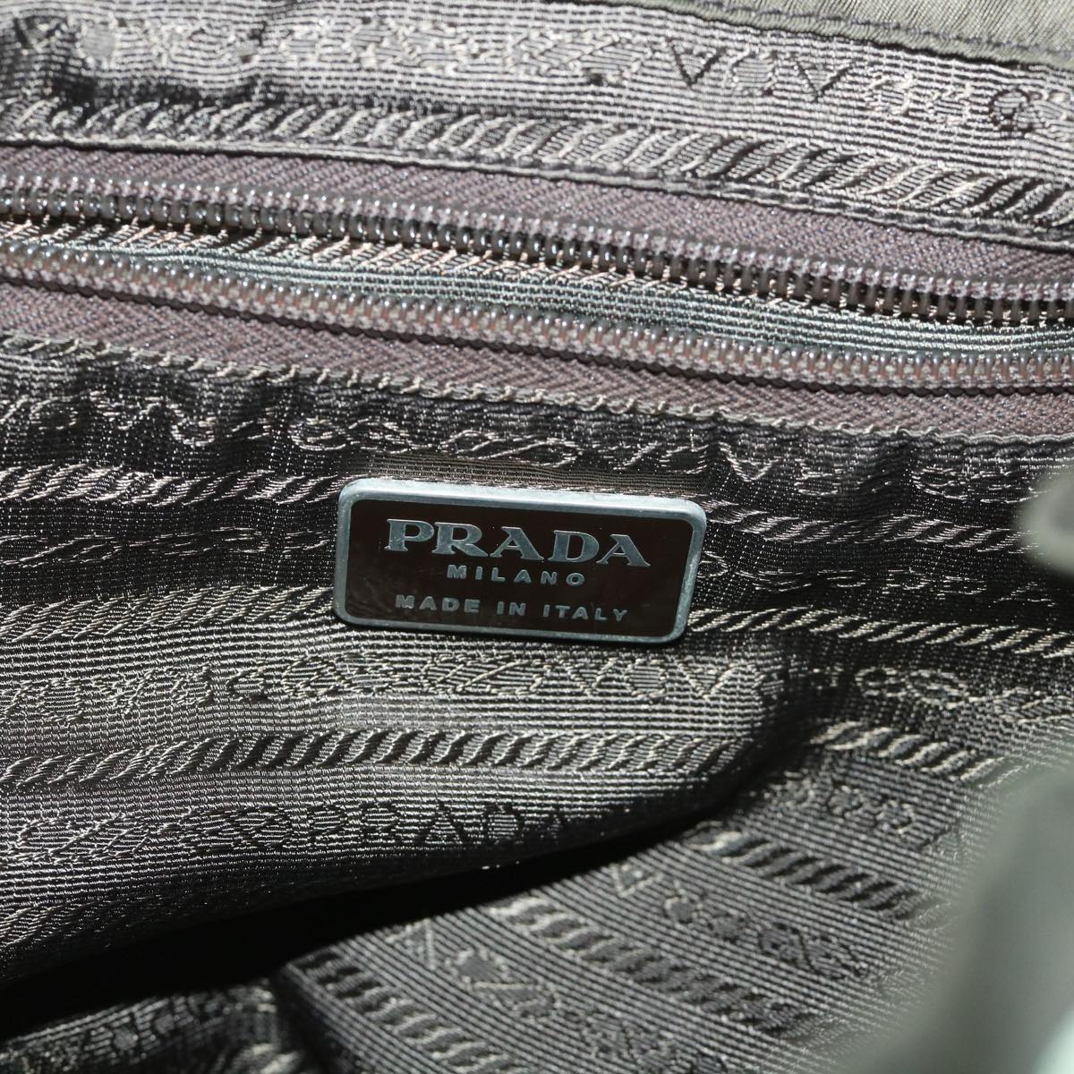 PRADA Backpack Nylon Leather Green Brown Auth ac2230