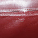 CARTIER Clutch Bag Leather Red Auth ac2283-17