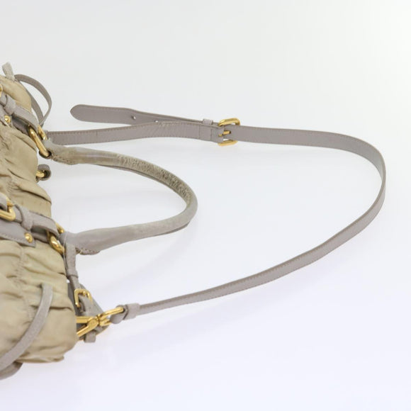 PRADA Hand Bag Nylon 2way Beige Auth ac2285