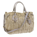 PRADA Hand Bag Nylon 2way Beige Auth ac2285-1