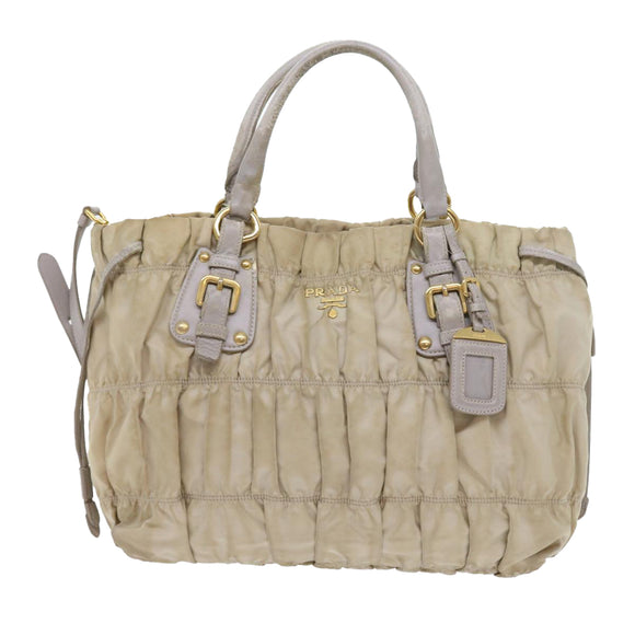 PRADA Hand Bag Nylon 2way Beige Auth ac2285