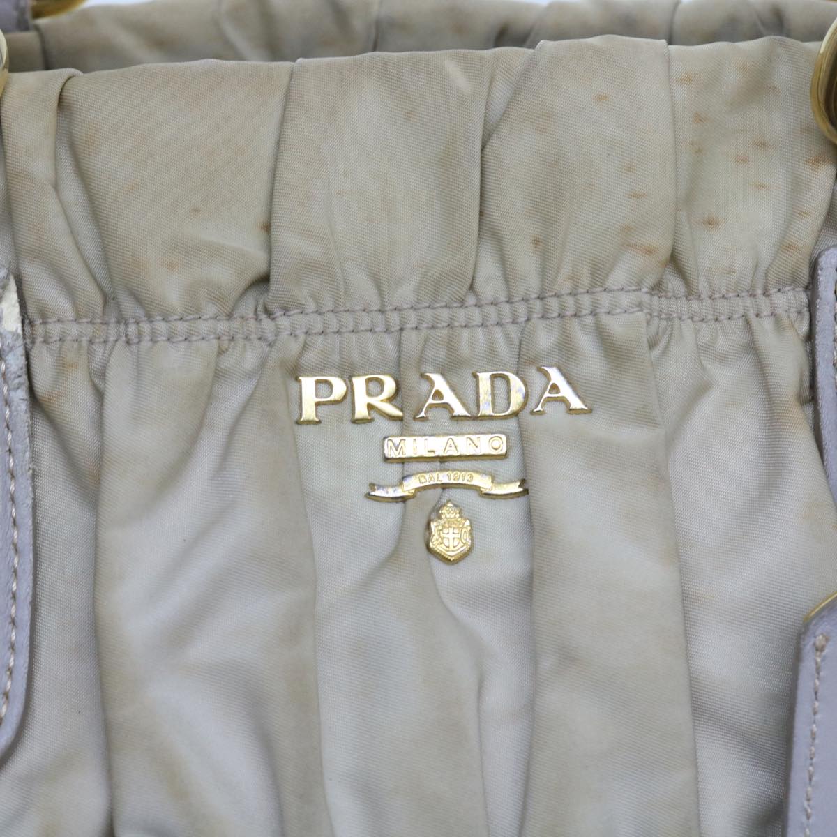 PRADA Hand Bag Nylon 2way Beige Auth ac2285