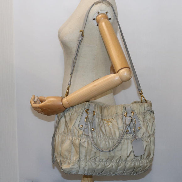 PRADA Hand Bag Nylon 2way Beige Auth ac2285