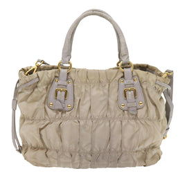 PRADA Hand Bag Nylon 2way Beige Auth ac2285 - 0