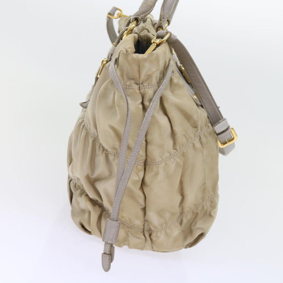 PRADA Hand Bag Nylon 2way Beige Auth ac2285