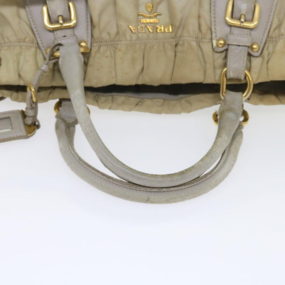 PRADA Hand Bag Nylon 2way Beige Auth ac2285