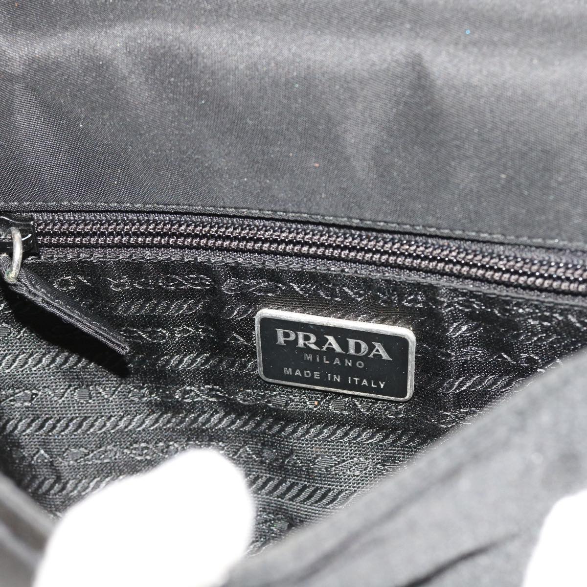 PRADA Shoulder Bag Nylon Black Auth ac2287