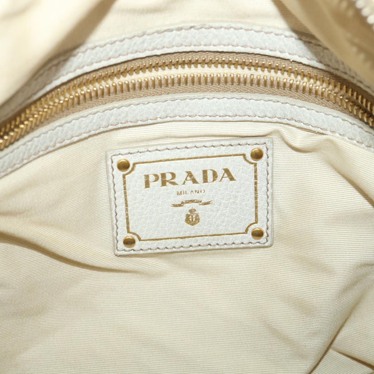 PRADA Shoulder Bag Leather White Auth ac2315